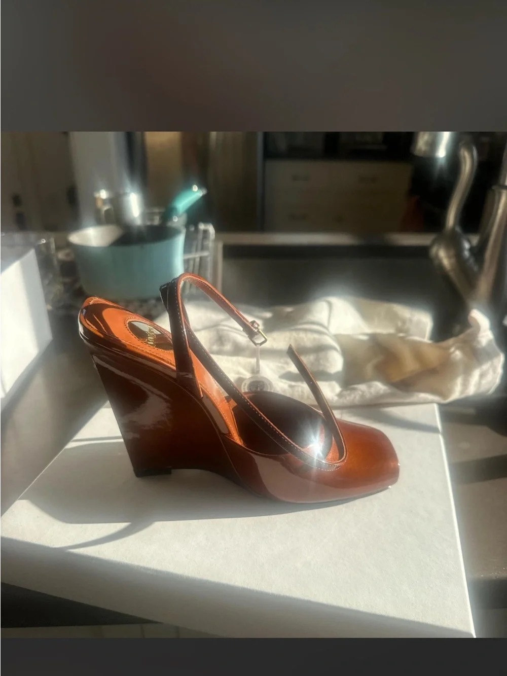 Saint Laurent orhand peep toe Wedge Ankle-Strap Pumps